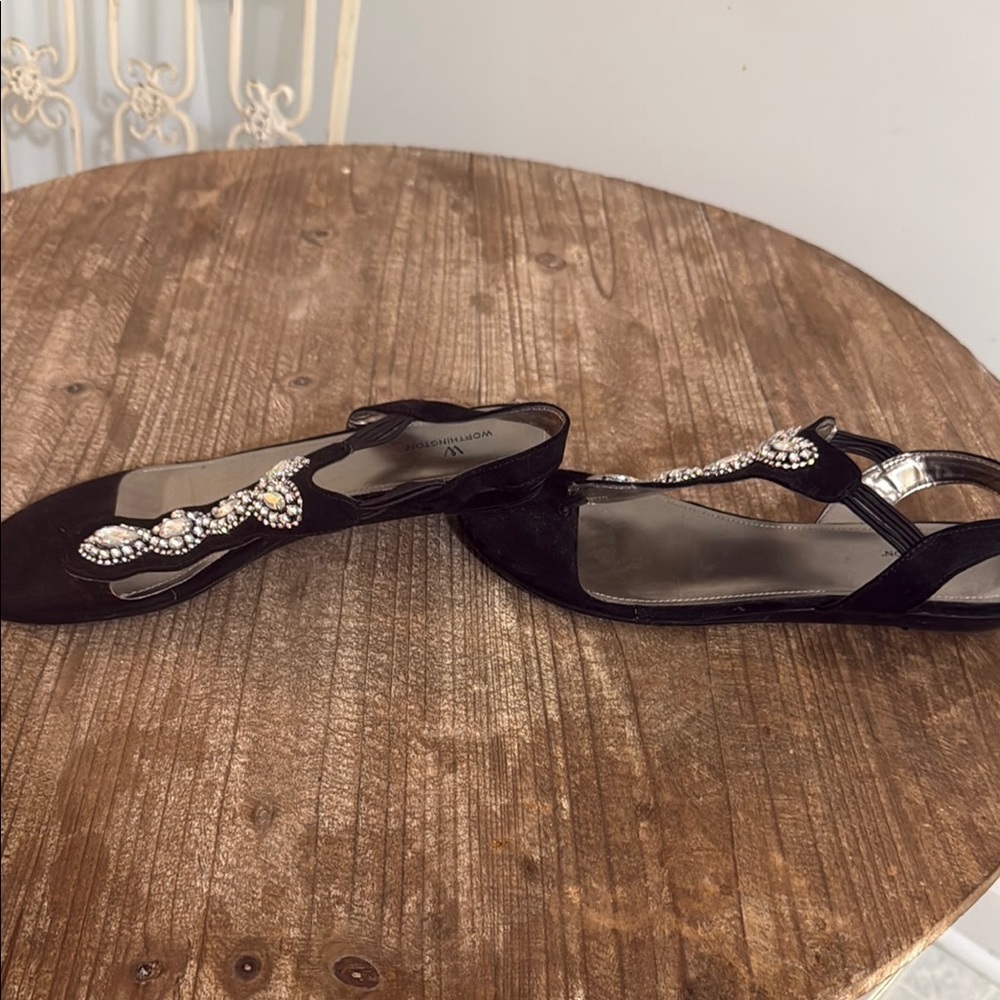 Worthington Black suede sandals with silver accents Women's Size 9.5 - Picture 2 of 8